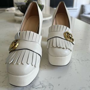 Super cute. GG platform heel is a cream color. Worn 1x, fits size 8-8.5